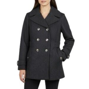 Apt 9 Wool Double Breasted Jacket in Charcoal Gray Size Large Petite (LP)